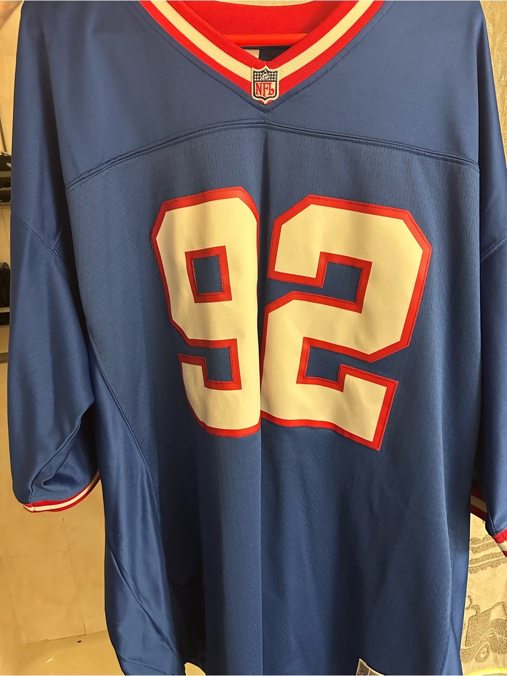 Mitchell & Ness Royal Blue Throwback NFL Jersey with White and Red Accents